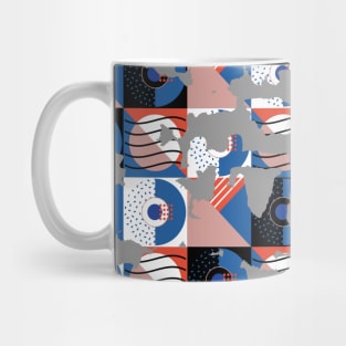 Distressed 80s Memphis Style Geometric Abstract Checked Postmodern Pattern Mug